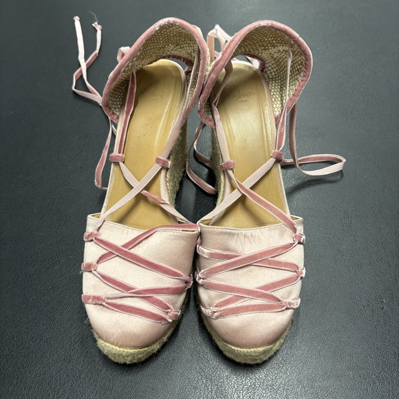 RARE Casteñer Chiti Pink Silk Ballet Espadrilles Shoes Size 40 Made in Spain - Picture 4 of 7